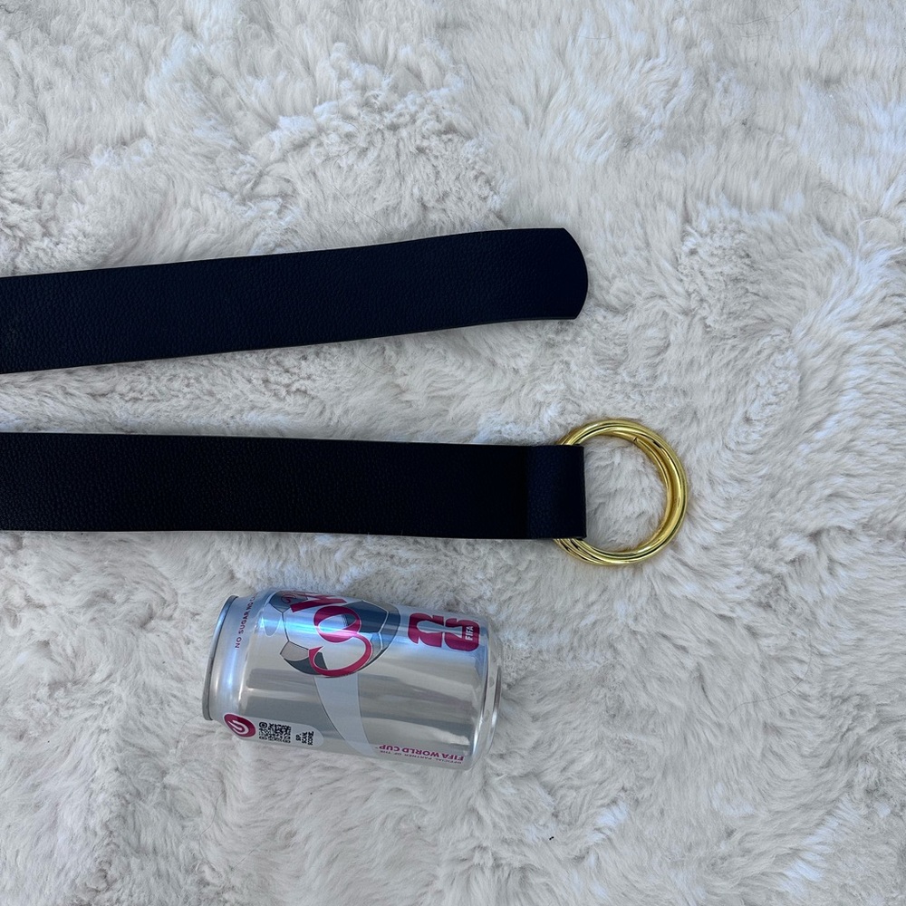 New B-low the Belt black wide belt with gold round circle buckle. L/XL - Picture 7 of 7